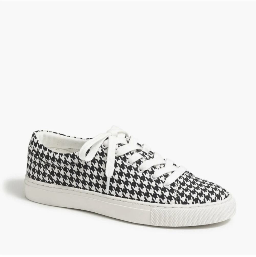 J. Crew Black White Houndstooth Checker Road Trip Tennis Shoes Sneakers 6.5